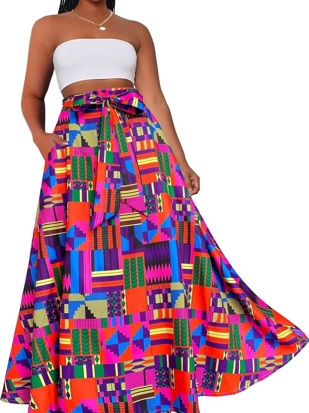 African Print Ankara Kente Maxi Skirt